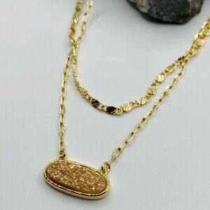 NEW FP x Luna Norte Peach Druzy Quartz Heart Layering Necklace Set